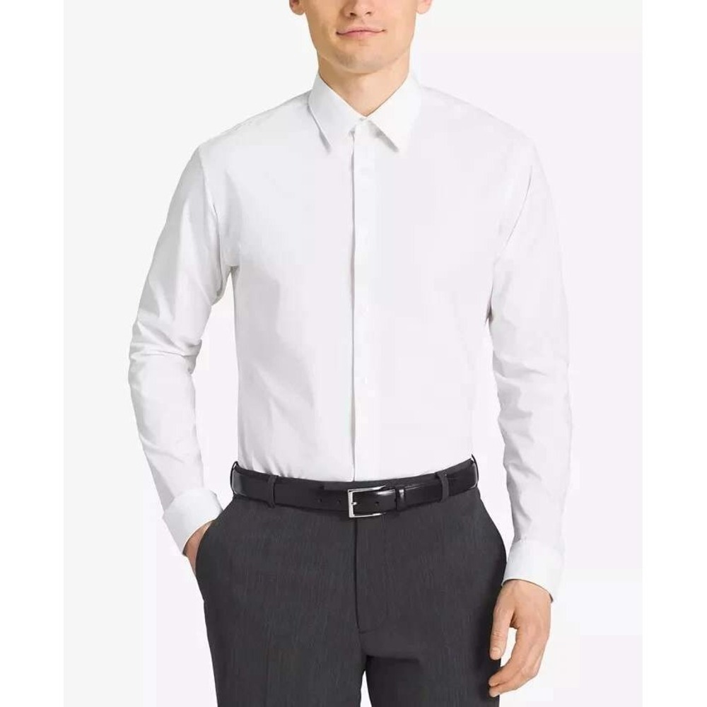NWT Calvin Klein Men's 2XL White Button Down Shirt Cotton Slim Fit